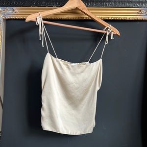 Reformation Tie shoulder tube top style silk tank top in crème //size 6